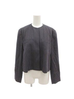 Dior Vintage Color Jacket 9 Navy Open Front Fully Lined Striped Pattern SJ